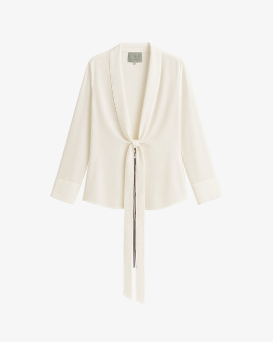 Blusa in lyocell con accessorio gioiello