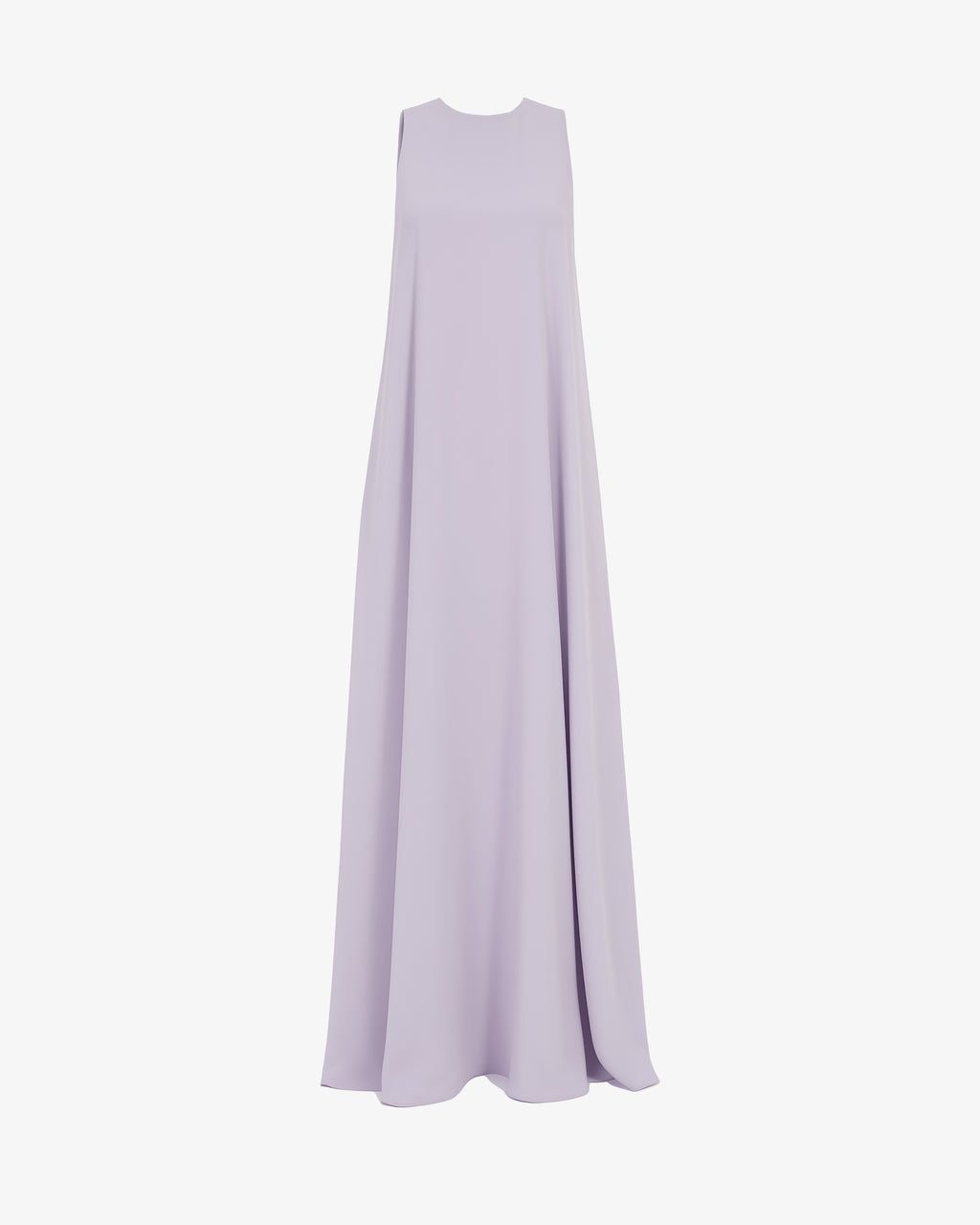 Abito lungo in georgette svasato con accessorio gioiello schiena