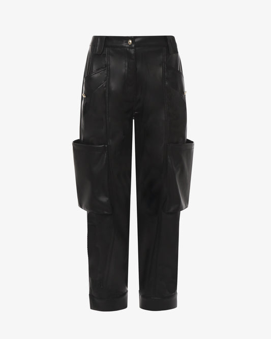 Pantalone cargo in ecopelle