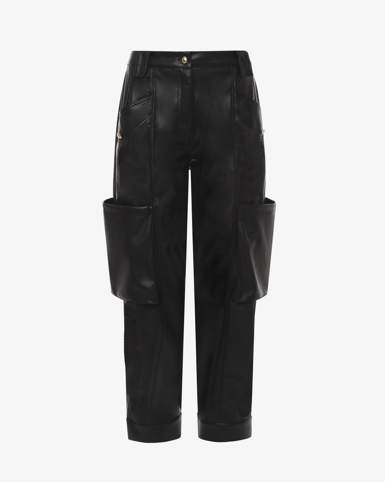 Pantalone cargo in ecopelle