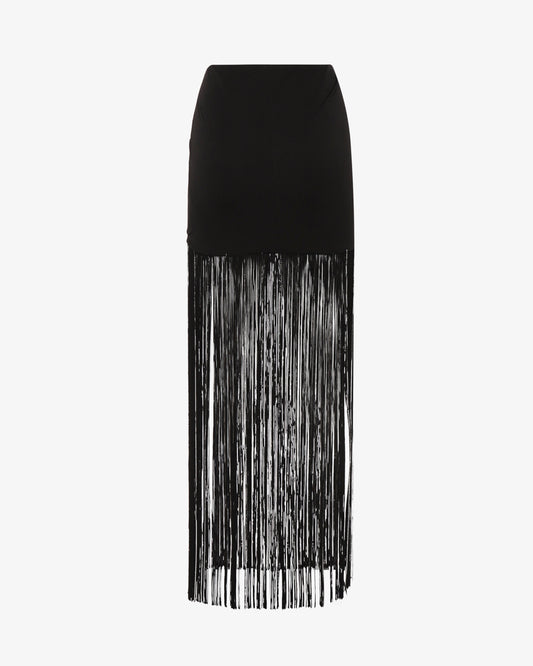 Gonna mini in jersey con frange