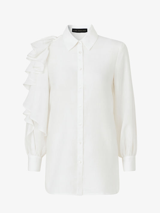 Camicia in georgette leggera con rouches