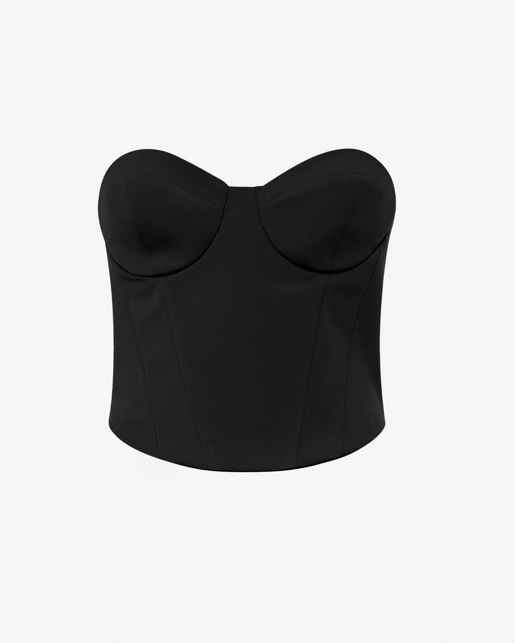 Top bustier in tessuto tecnico con coppe