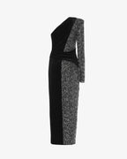 Abito midi monospalla in velluto e pailettes