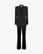 Tailleur in crêpe giacca monopetto e pantaloni flare