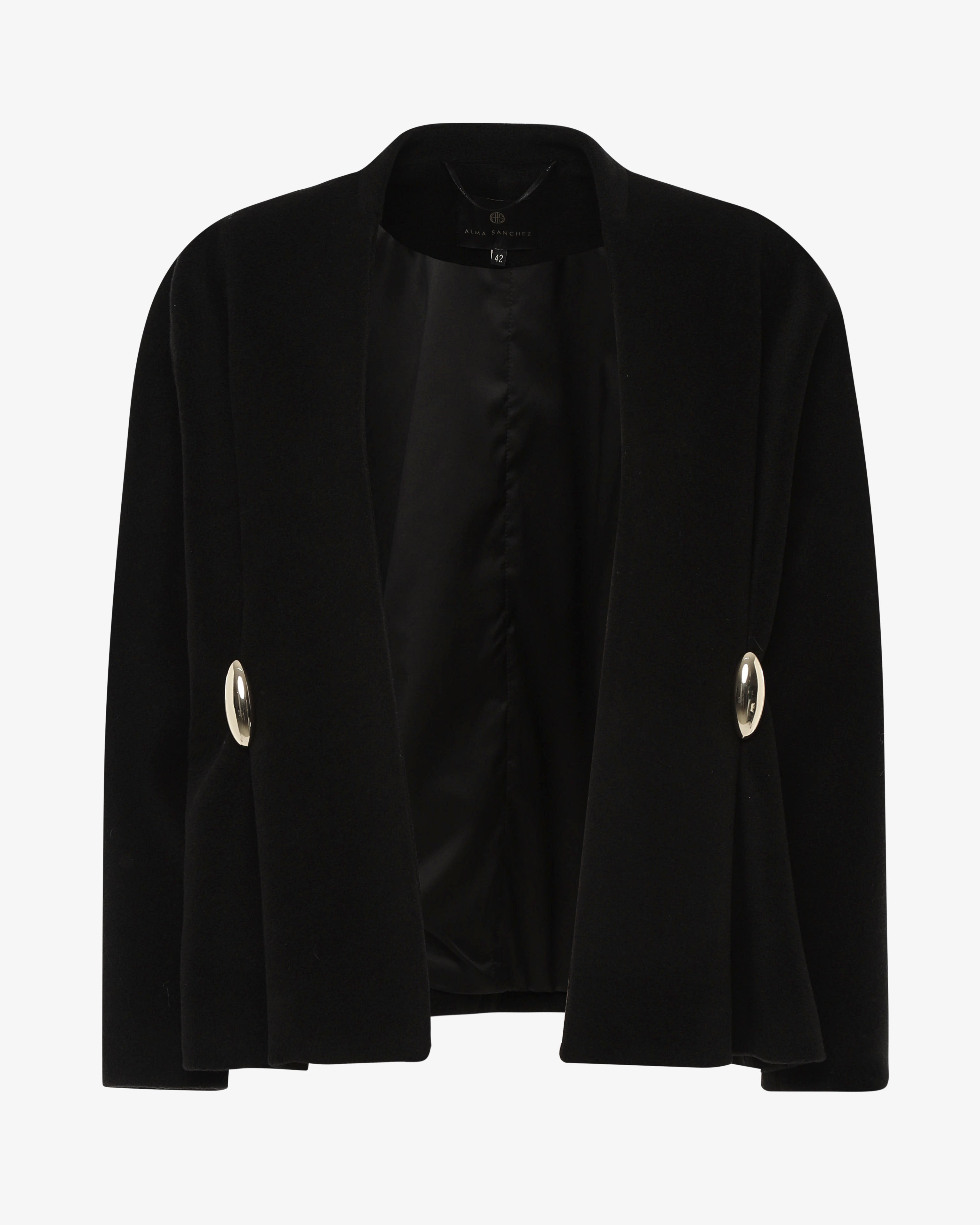 Soprabito corto in panno con accessorio metallico