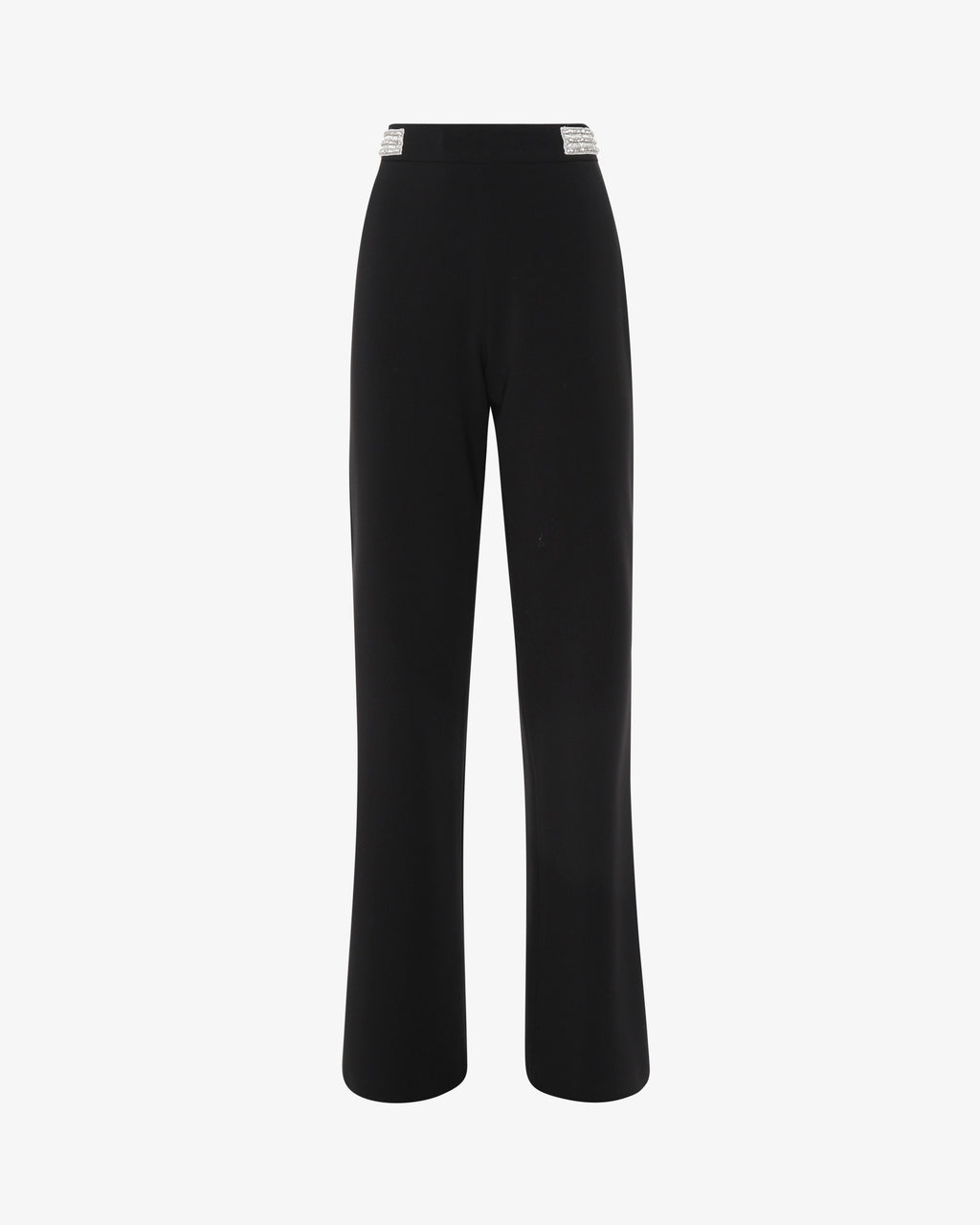 Pantalone flare in crêpe e dettagli gioiello