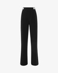Pantalone flare in crêpe e dettagli gioiello