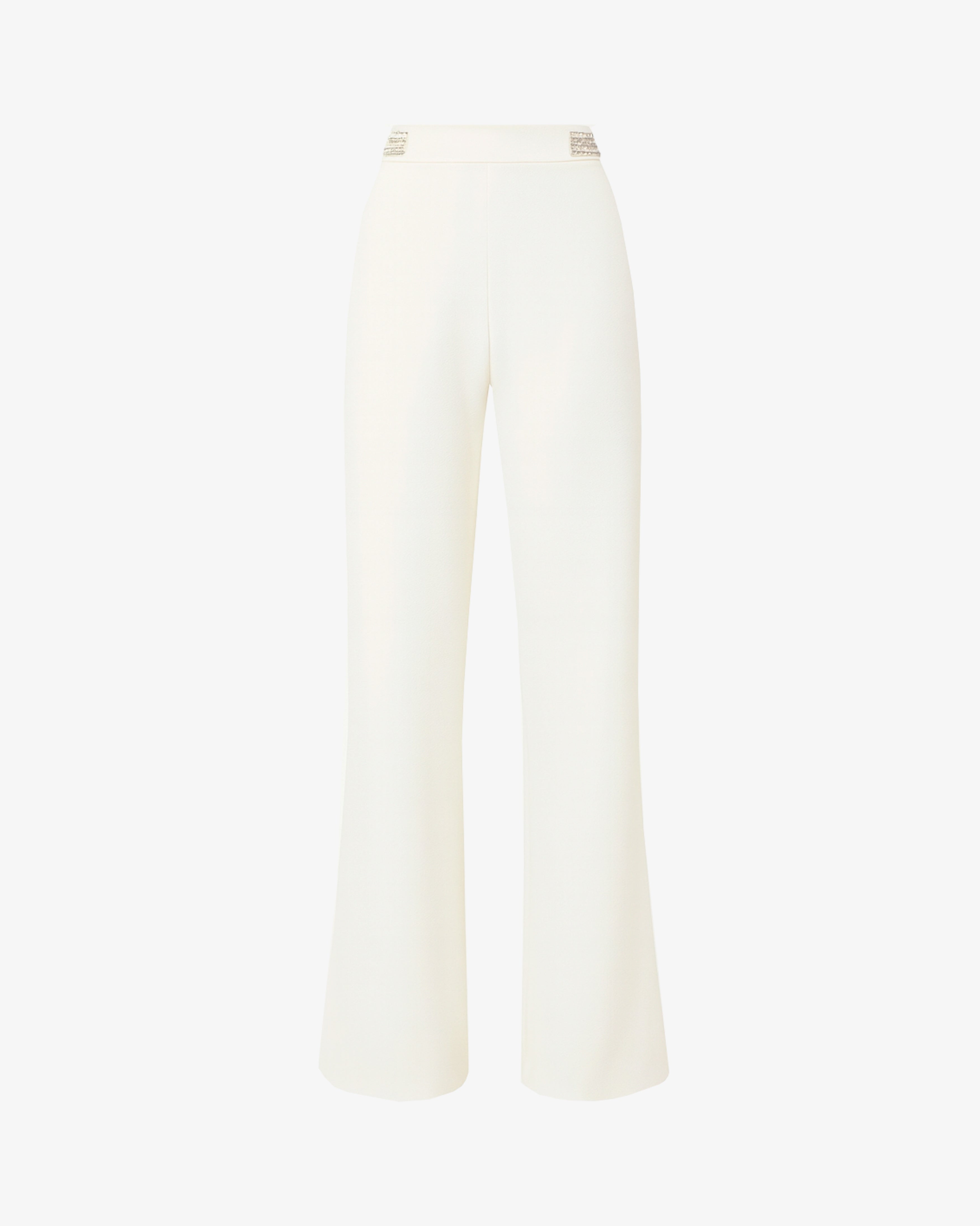 Pantalone flare in crêpe e dettagli gioiello