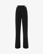 Pantalone flare in crêpe e dettagli gioiello