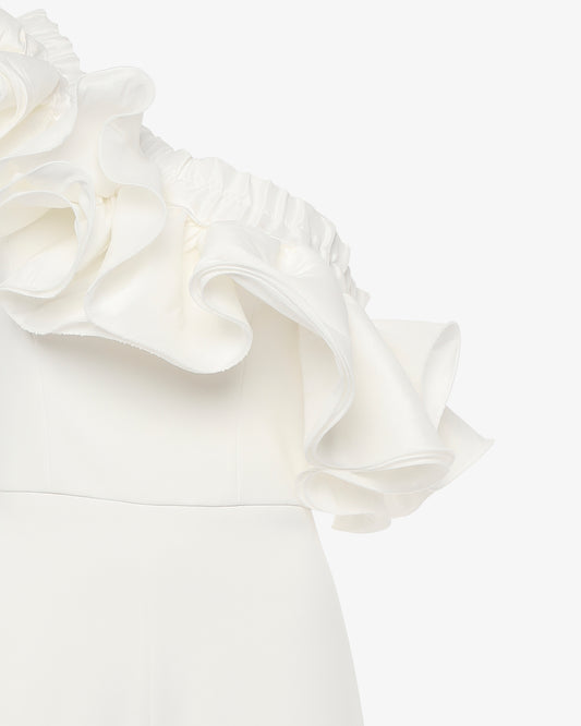 Tuta con coprispalle removibile in taffetà