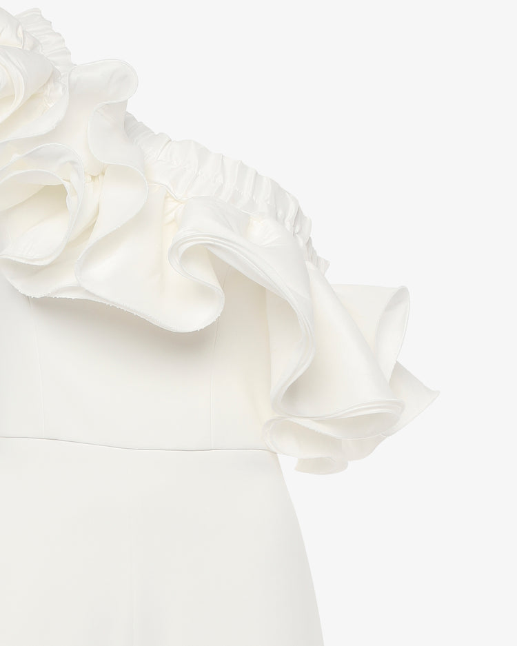 Tuta con coprispalle removibile in taffetà