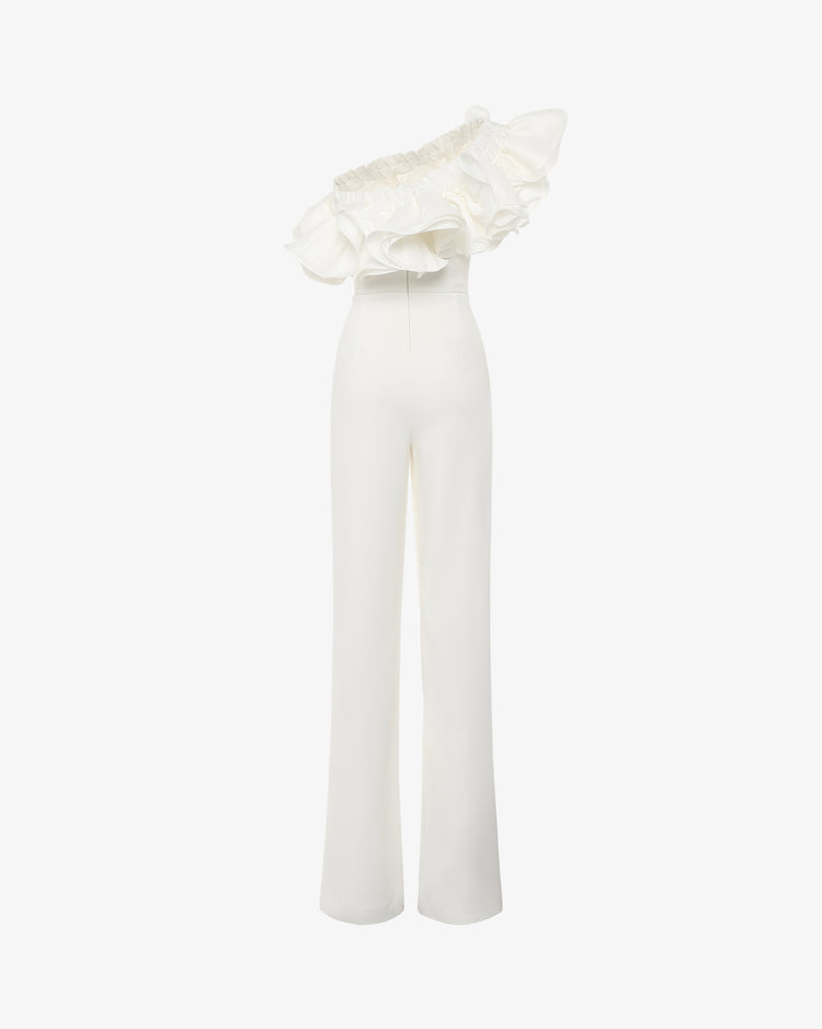 Tuta con coprispalle removibile in taffetà