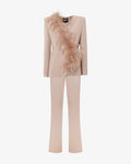 Tailleur con dettaglio in piume