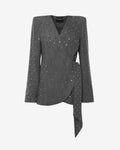 Giacca in denim con fusciacca e strass