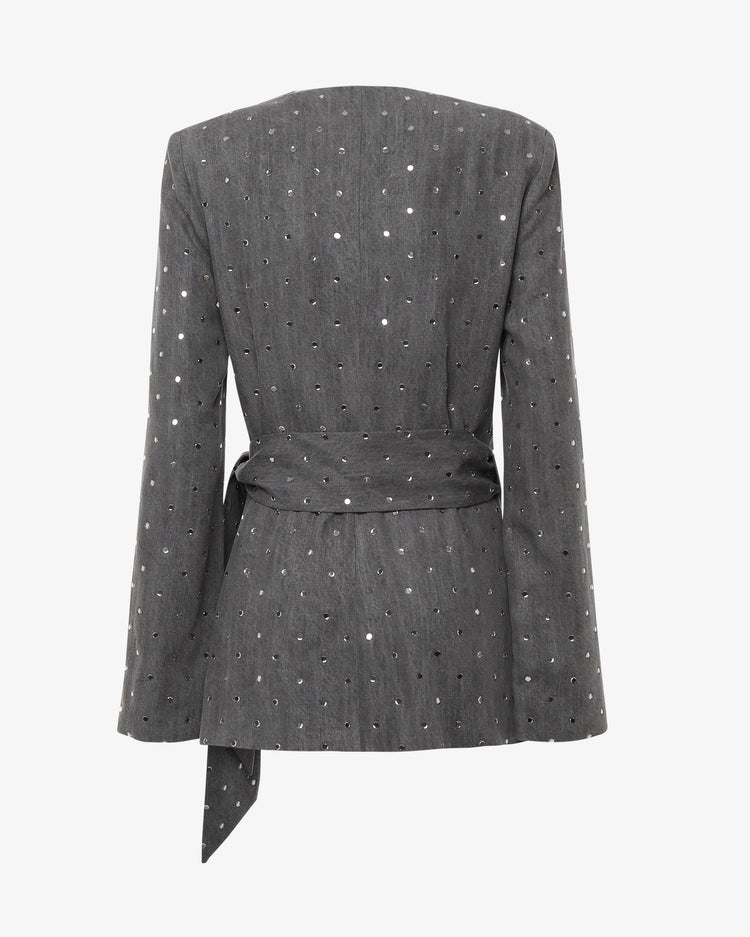 Giacca in denim con fusciacca e strass