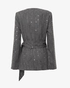 Giacca in denim con fusciacca e strass