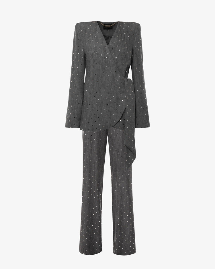 Tailleur in denim e strass