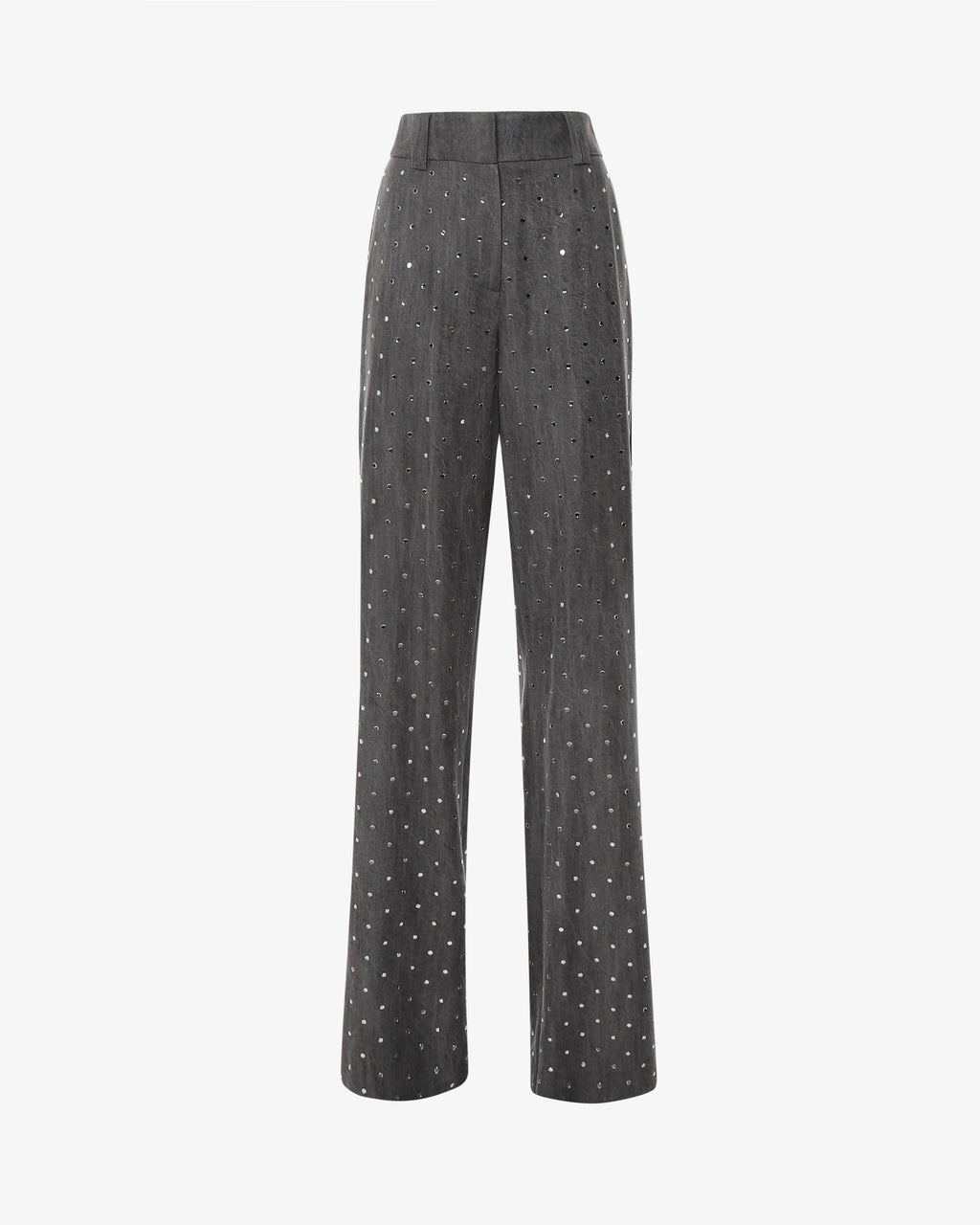 Pantalone gamba dritta in denim e strass