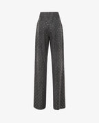 Pantalone gamba dritta in denim e strass