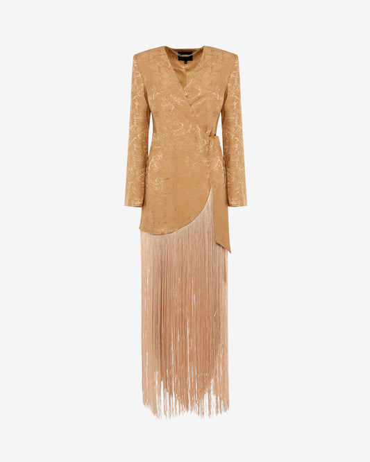 Giacca jacquard maxi frange