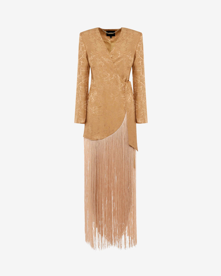 Giacca jacquard maxi frange