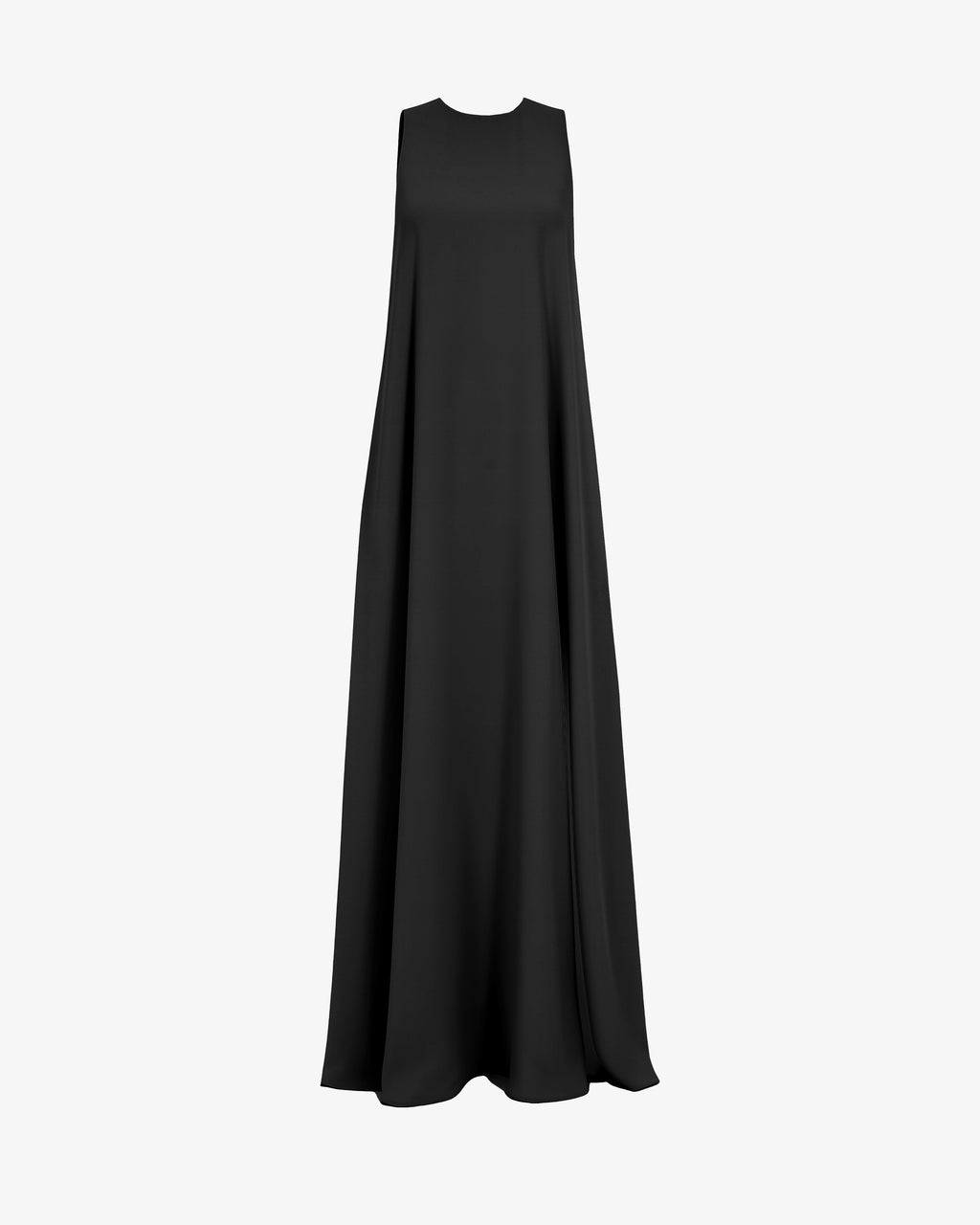 Abito lungo in georgette svasato con accessorio gioiello schiena