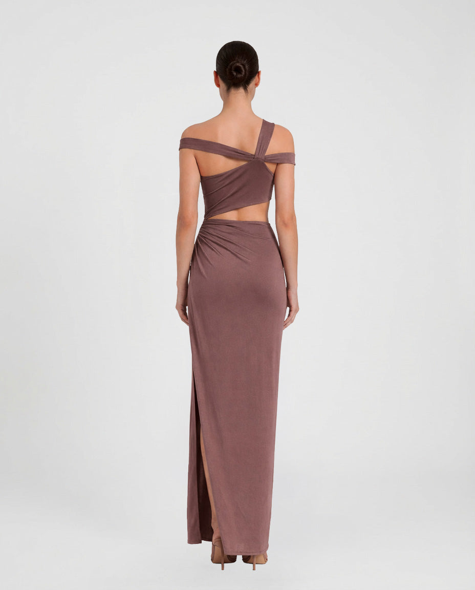 Abito lungo in jersey con cut out