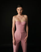 Top bustier in tessuto tecnico con coppe