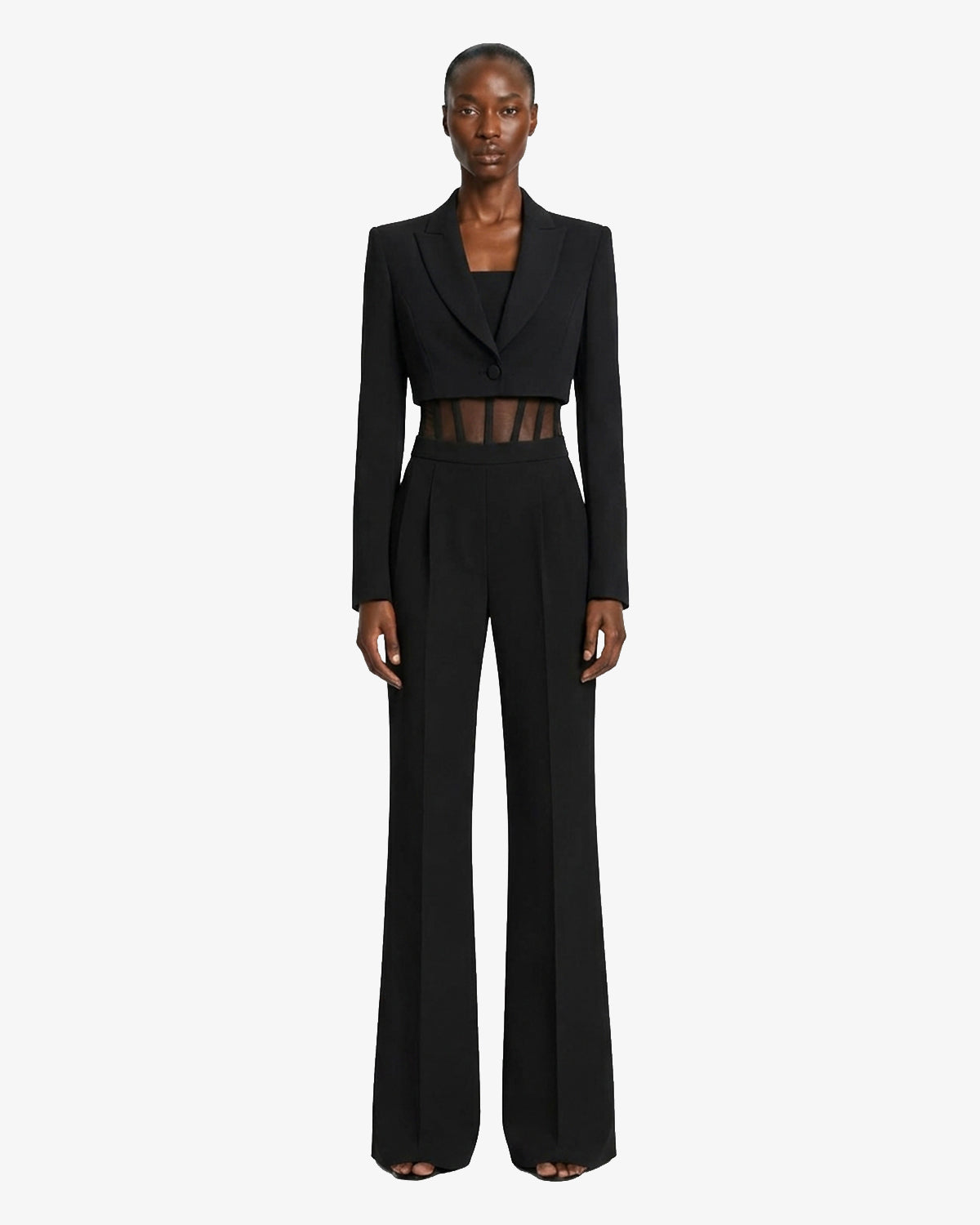 Blazer cropped in tessuto tecnico