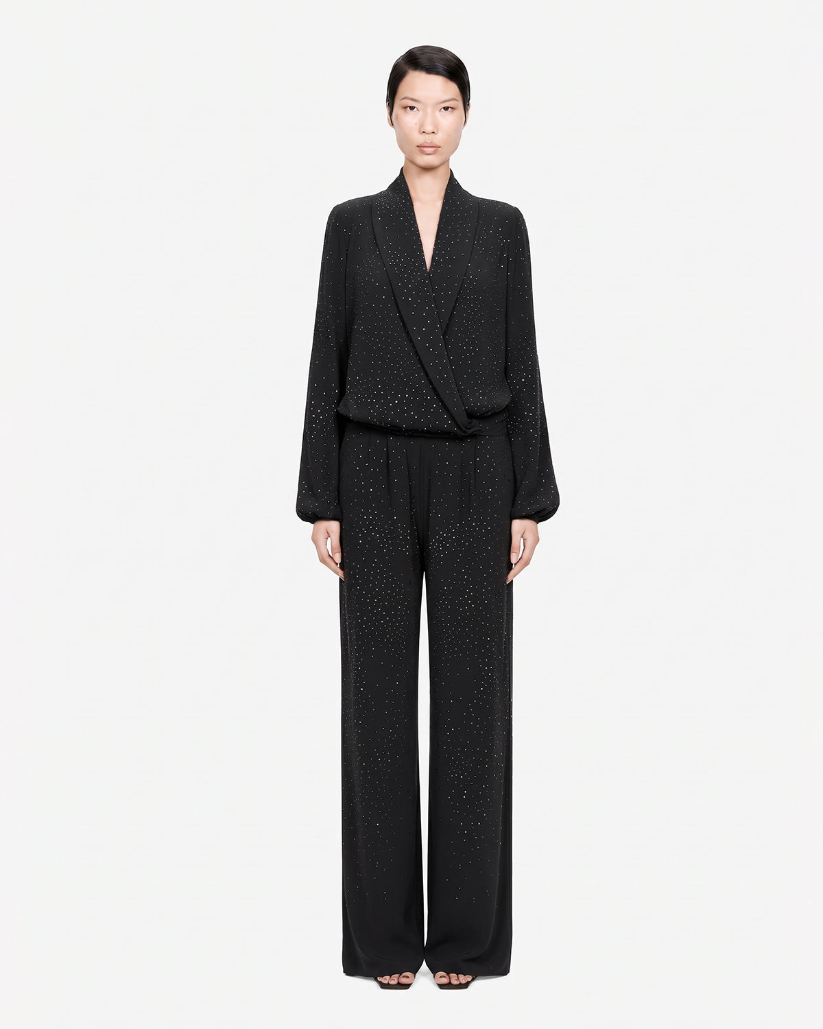 Co-ord sets con blusa e pantalone palazzo con strass