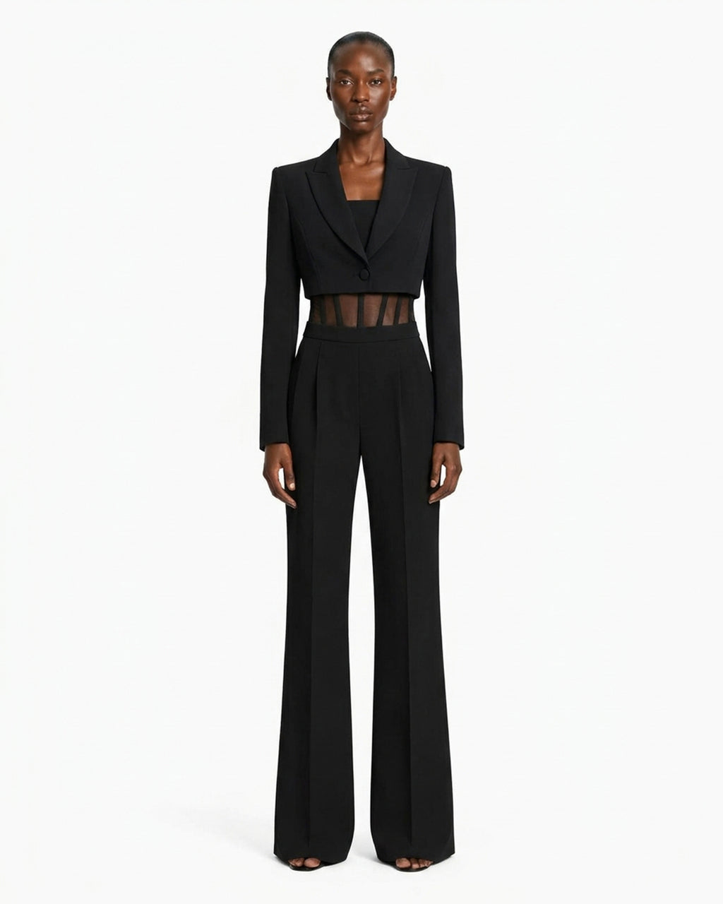 Blazer cropped in tessuto tecnico