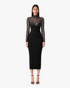 Abito midi in tessuto tecnico e strass