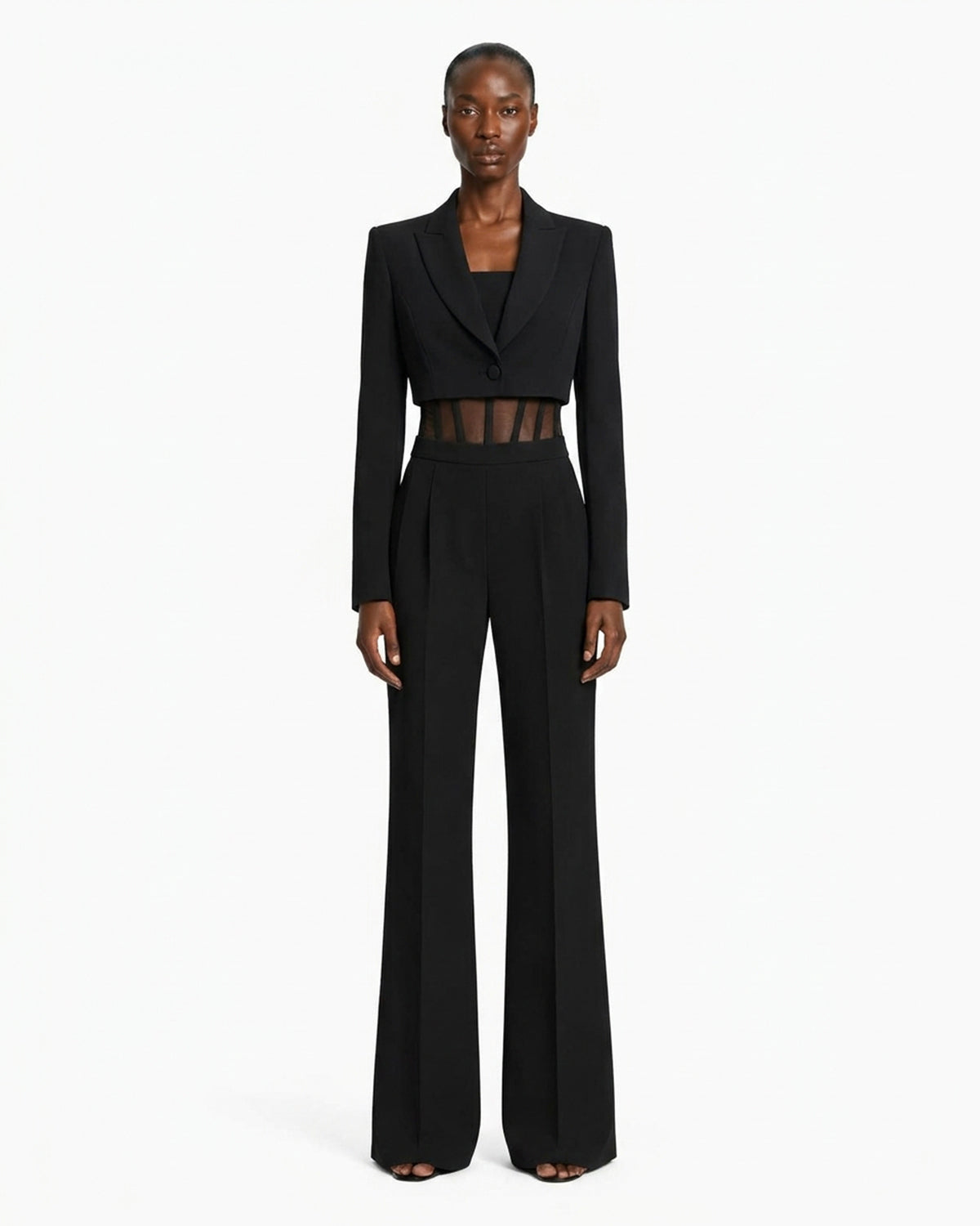 Blazer cropped in tessuto tecnico