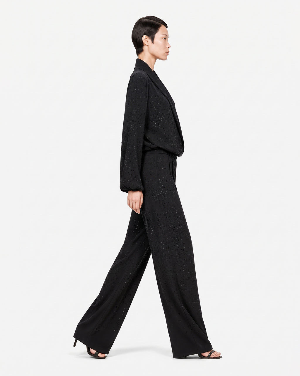 Co-ord sets con blusa e pantalone palazzo con strass