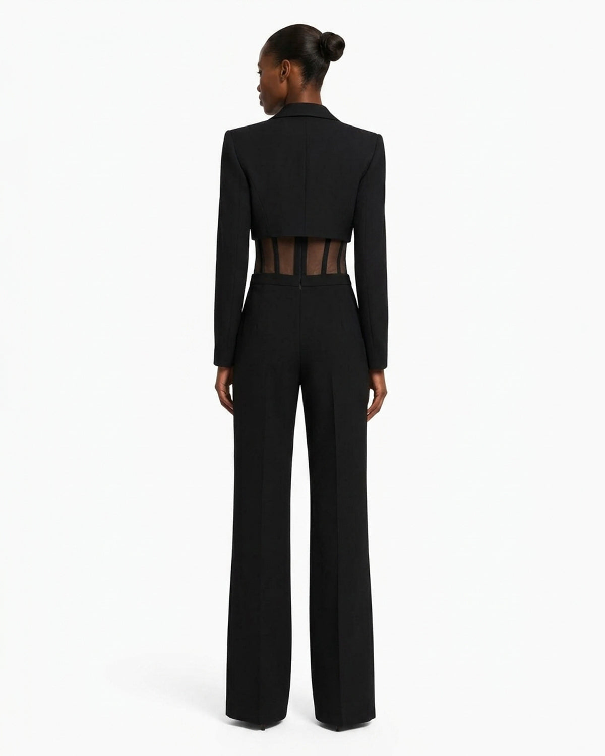 Blazer cropped in tessuto tecnico