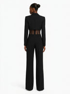 Blazer cropped in tessuto tecnico