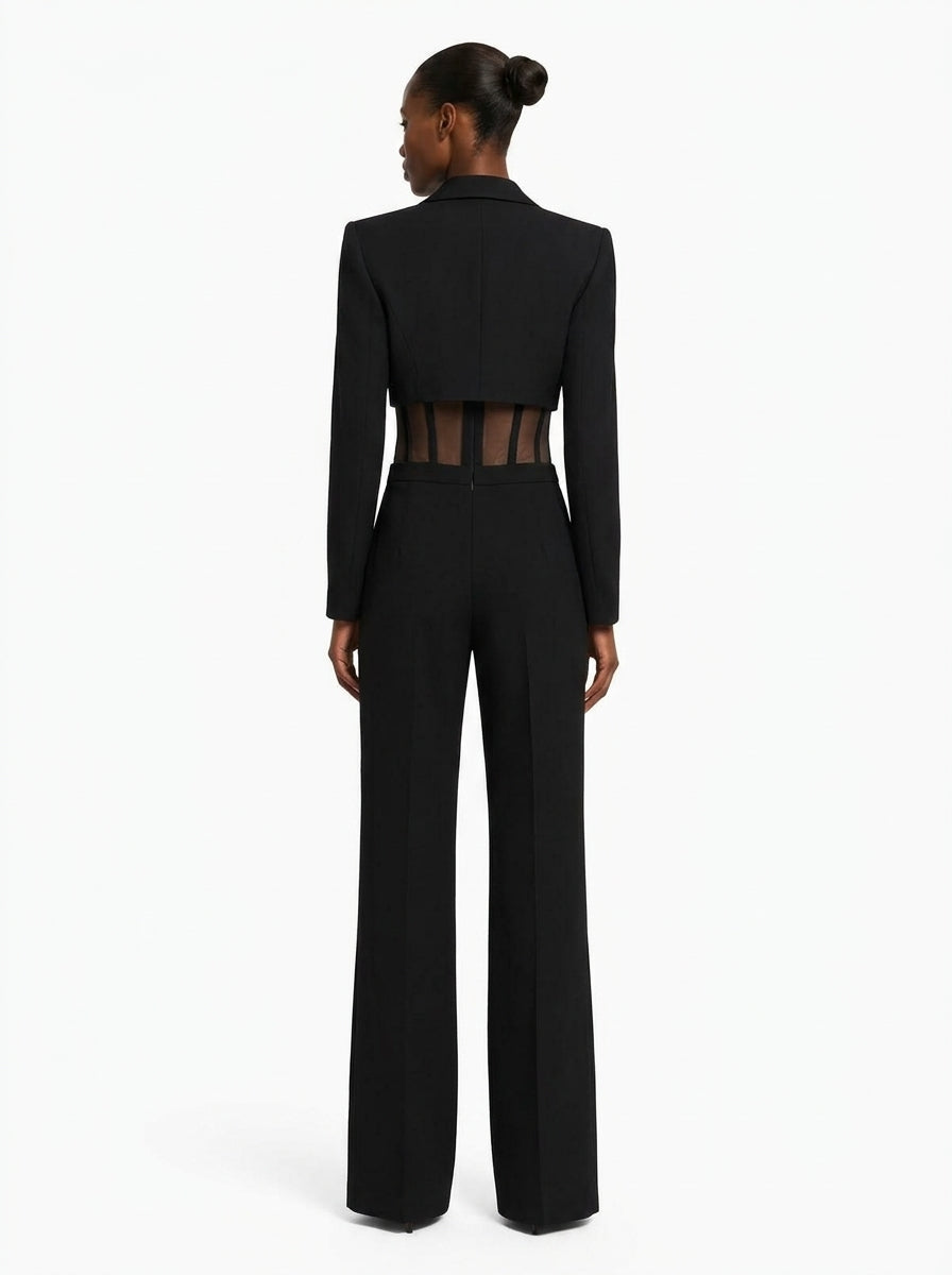 Blazer cropped in tessuto tecnico