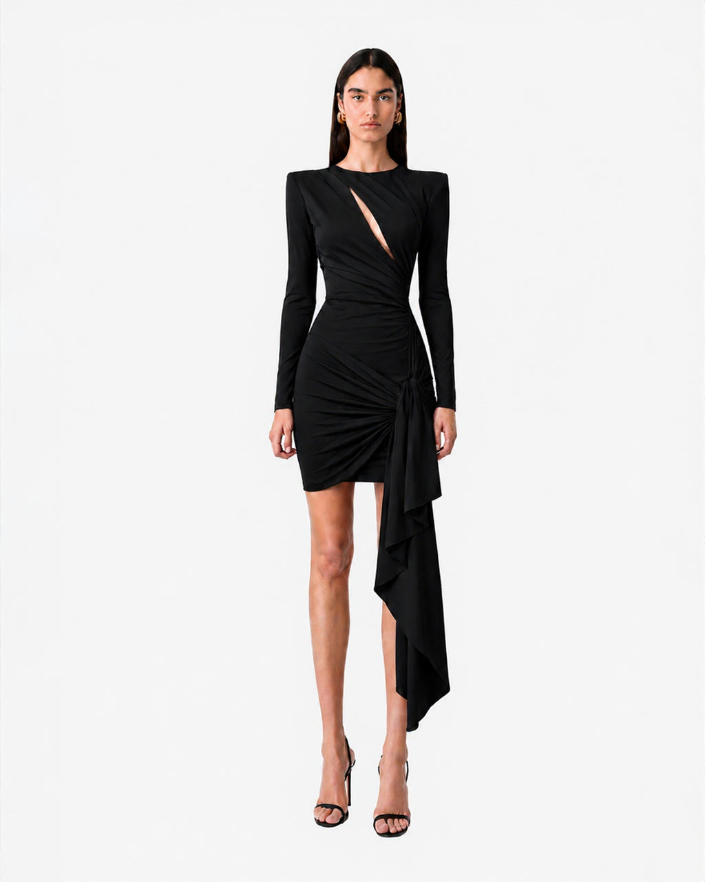 Mini abito con cut-out e drappeggi