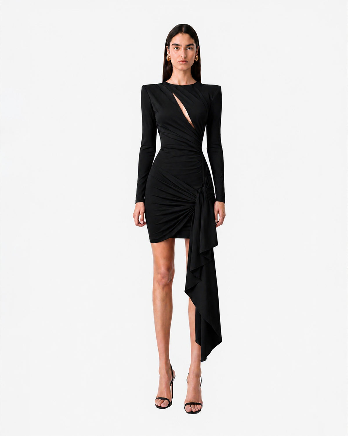 Mini abito con cut-out e drappeggi