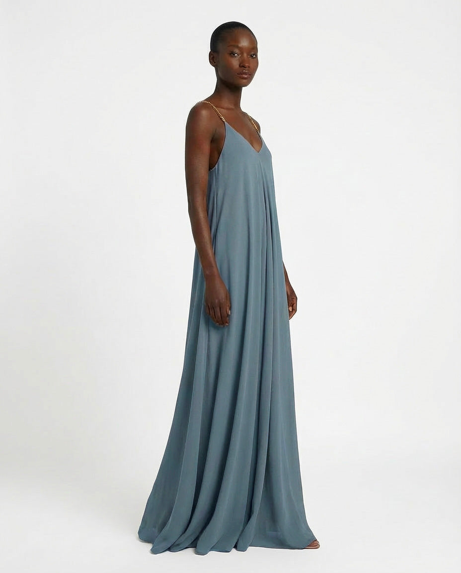 Abito lungo con spalline incrociate sul retro