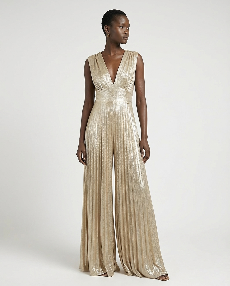 Tuta elegante ampia in jersey metallizzato