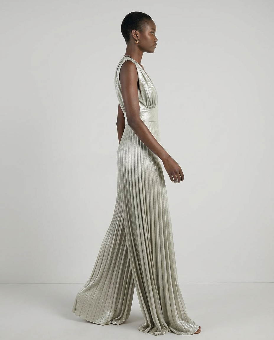 Tuta elegante ampia in jersey metallizzato