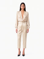Pantalone con pinces in satin