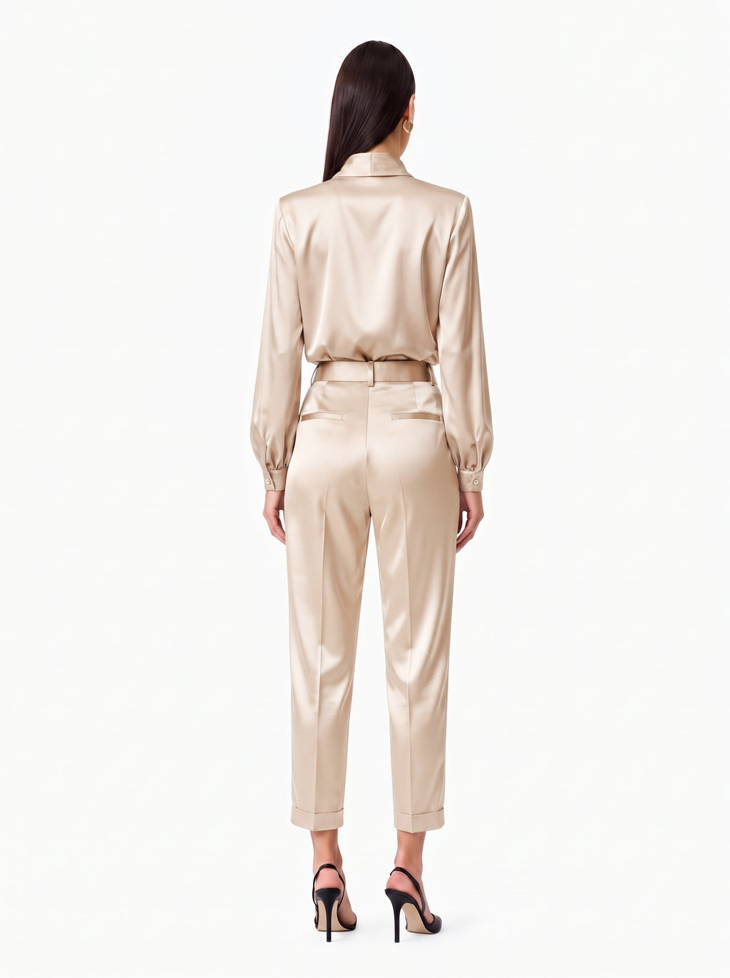 Pantalone con pinces in satin