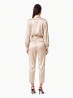 Pantalone con pinces in satin