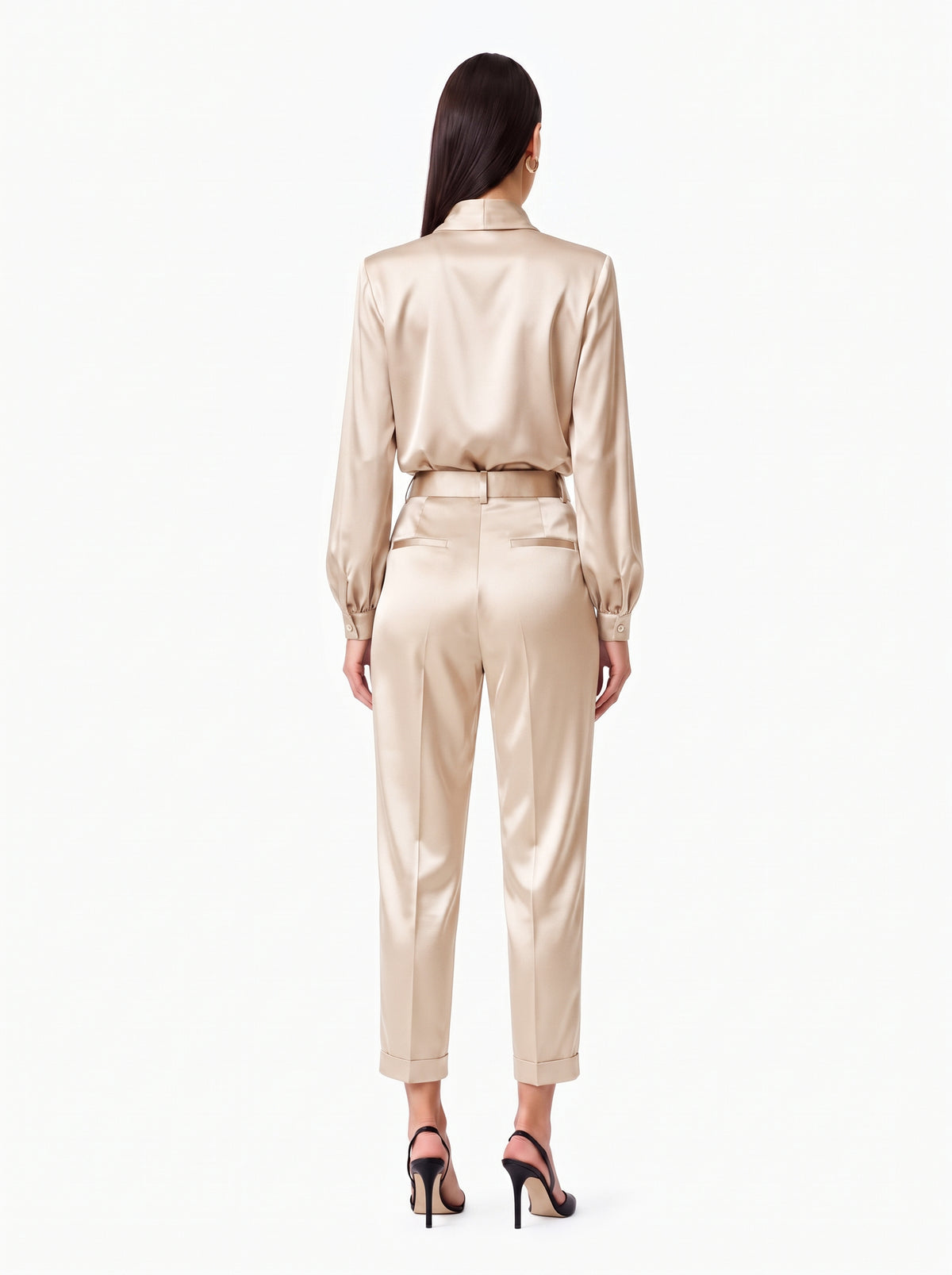 Pantalone con pinces in satin