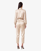 Pantalone con pinces in satin