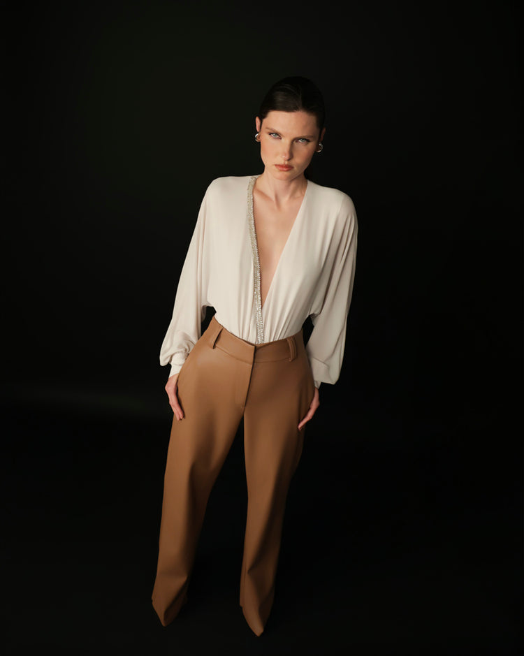 Pantalone gamba  dritta in ecopelle