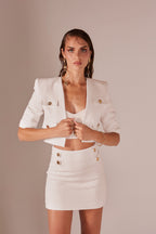 Twill mini skirt with metal buttons